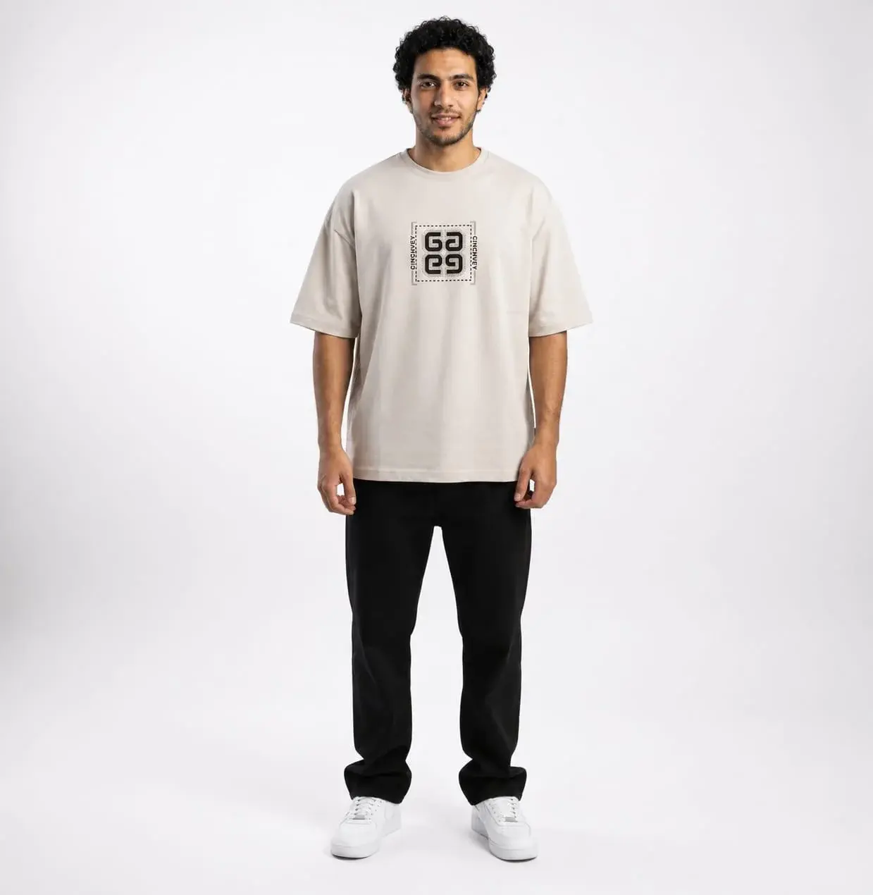 Cream Oversized Stress T-Shirt