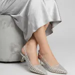Crystal Embellished Mesh Heels C-89