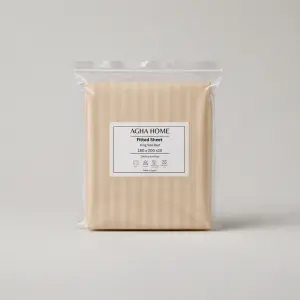 Agha Home Essential Comfort Microfiber Fitted Sheet Beige Stripe