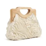 English: Elegant Ruched Handbag with Natural Wooden Handle. VS-53