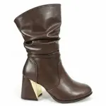 Boot with Geometric Heel and Ruched Design B-62