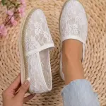Floral Lace Slip-on Flats. BN-58