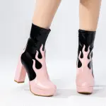 High-heeled boots with a flattering flame design. B-41