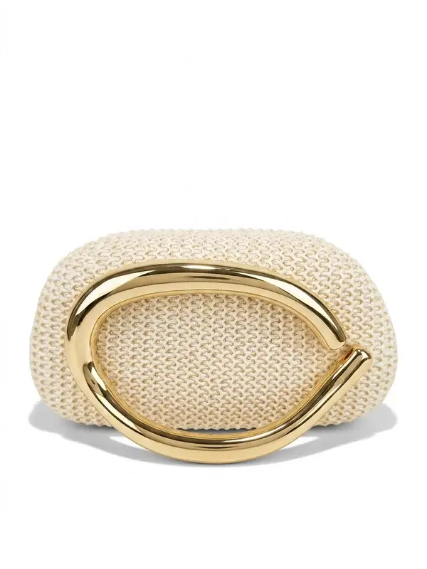 Natural Woven Bag with Bold Gold Hardware VS-71