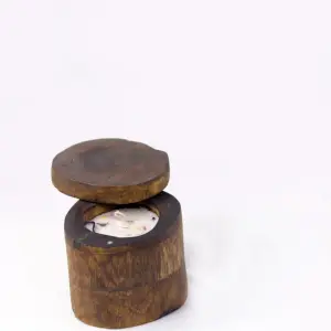 Handmade Solid Wood Candle Holder with Wooden Lid