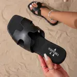 H-Cut Leather Slides SF-66