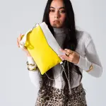 Metallic Texture Clutch-yellow