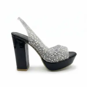 Embellished Evening Block Heel Sandal C-99
