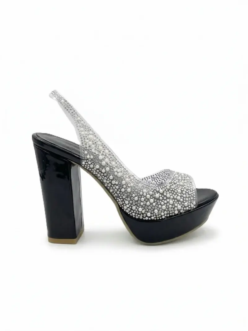 Embellished Evening Block Heel Sandal C-99