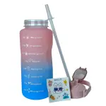 Md Stay Fit Water Bottle with Straw, Gradient color, Motivational Quotes, Flip-Top Lid with Handle, 64oz/2000ml