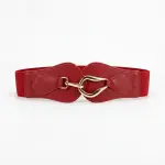 Women's Elastic Wide Waist Belt with Curved Gold Buckle T-54