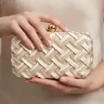 Woven Evening Bag with Gold Ball Clasp VS-61