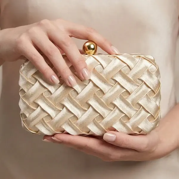 Woven Evening Bag with Gold Ball Clasp VS-61