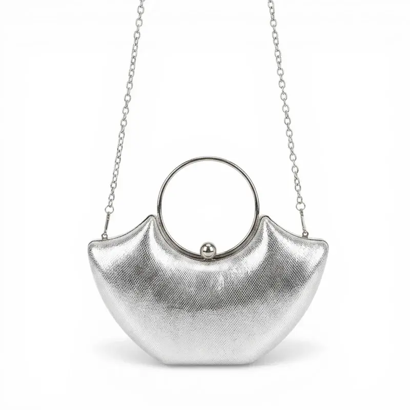 Silver Crescent Bag with Circular Handle VS-51