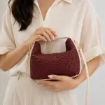 Woven Crossbody Bag - maroon
