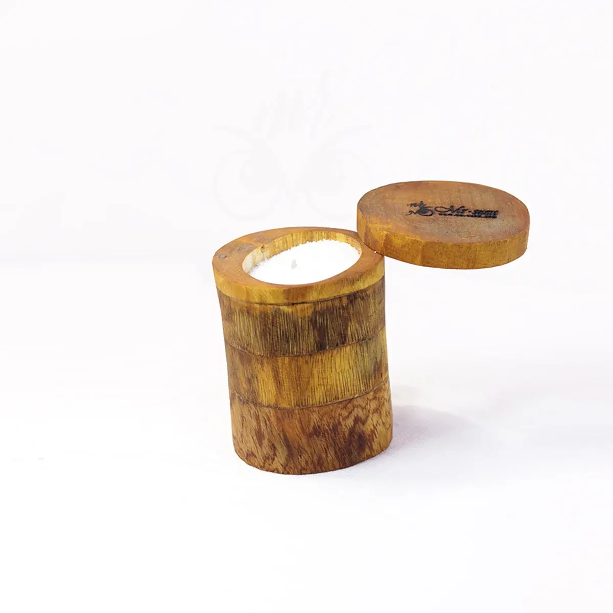 Handmade Natural Candle Natural Wooden Container with Hinged Lid – Handcrafted Elegant Design