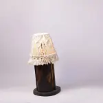 Boho Chic Table Lamp – Wooden Base with Handwoven Macramé Shade