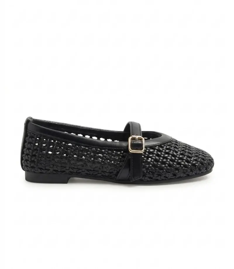 Elegant Woven Ballet Flats with Front Strap BN-56