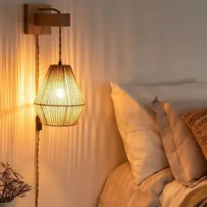 Burlap Boho Wall Lamp