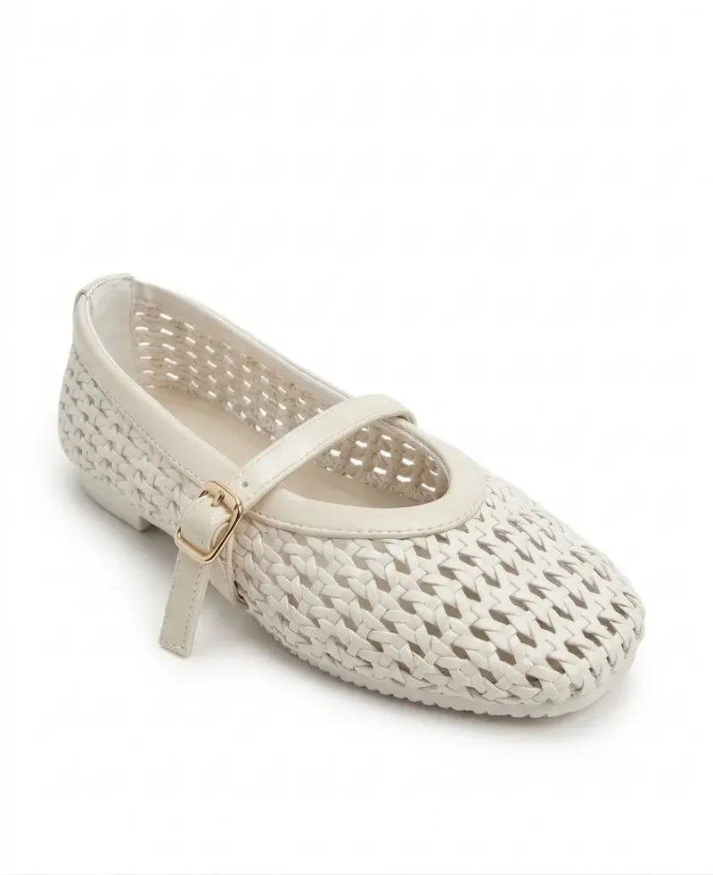 Elegant Woven Ballet Flats with Front Strap BN-56