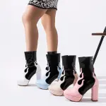 High-heeled boots with a flattering flame design. B-41