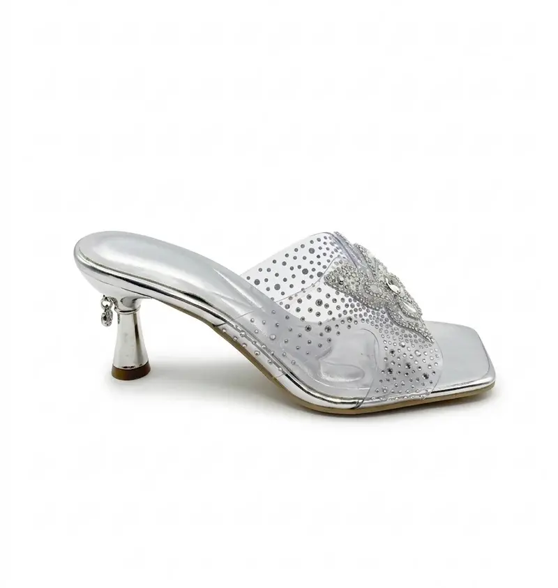 Elegant Clear Heels with Sparkling Butterfly Detail S-8