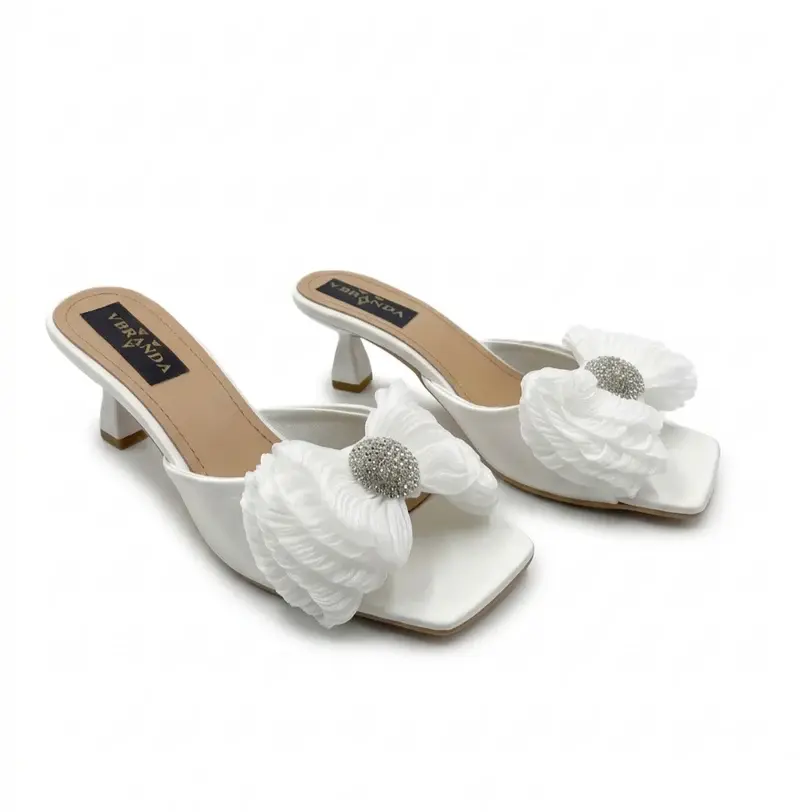 Elegant Bow Heeled Slippers S-7