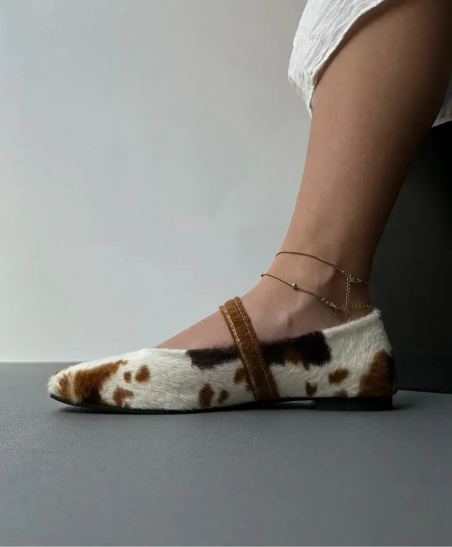 Cow Animal Print Ballet Flats
