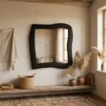 Handmade Organic Boho Wall Mirror with Black Frame