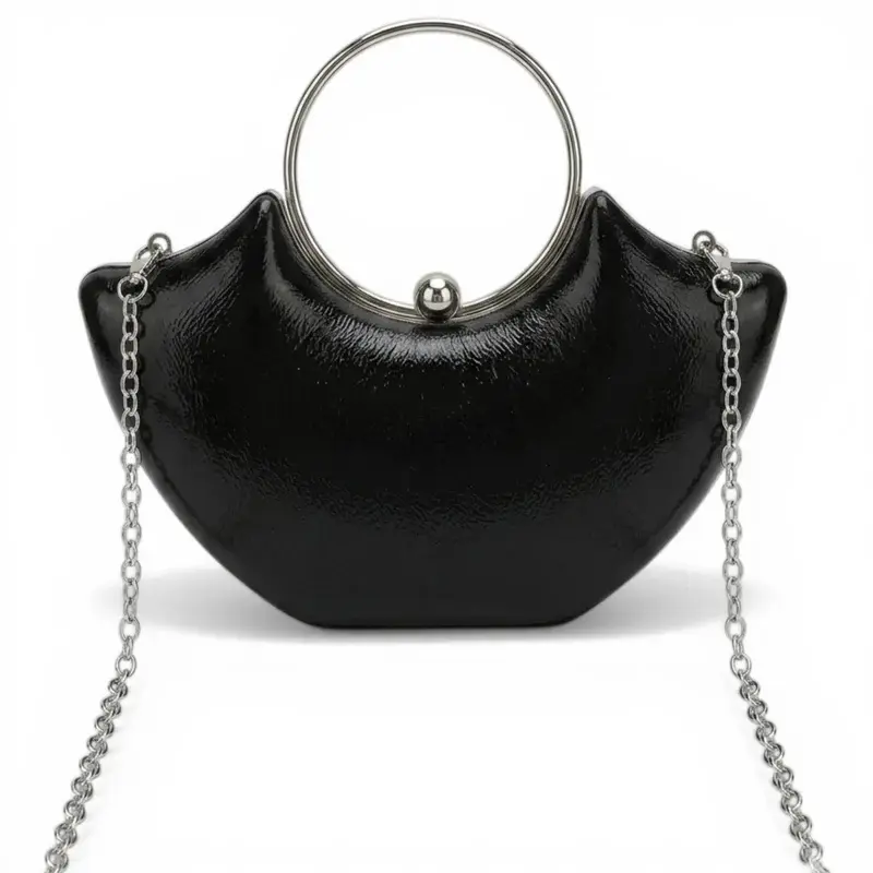 Silver Crescent Bag with Circular Handle VS-51