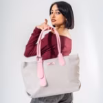 Tote Bag with Contrast Handle - PINK