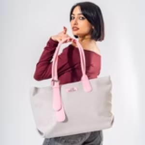Tote Bag with Contrast Handle - PINK
