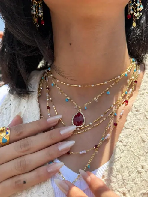 Sultana Teardrop Layered Necklace