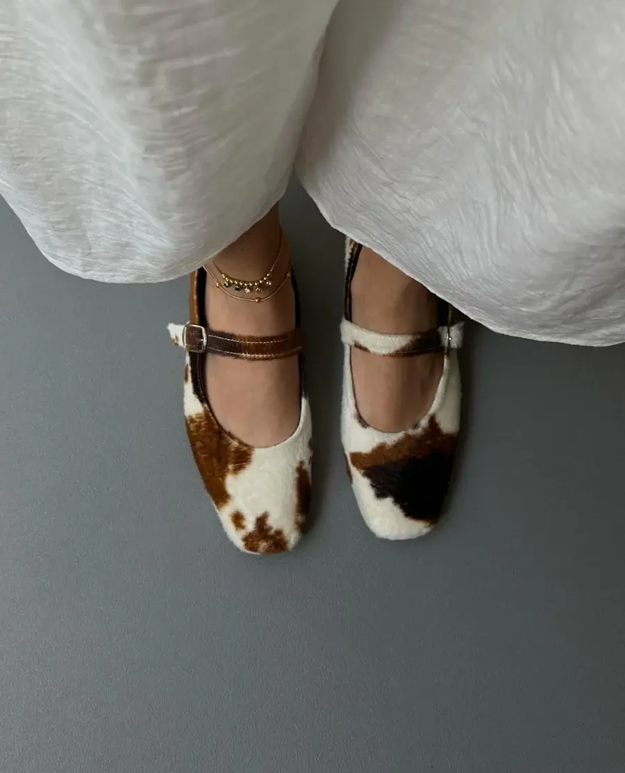Cow Animal Print Ballet Flats
