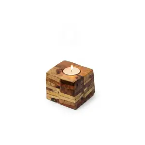 Handcrafted Sustainable Wood Mosaic Candle Holder