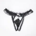 Plus Size Bow Accent Black Bra Panty Set