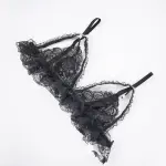 Plus Size Bow Accent Black Bra Panty Set