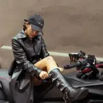 Black Leather biker boots