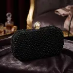 Pearl-Embellished Evening Bag with Geometric Diamond Pattern VS-70