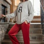 gray&red pyjama set