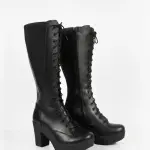 Long Neck Lace-Up Leather Boot B-66