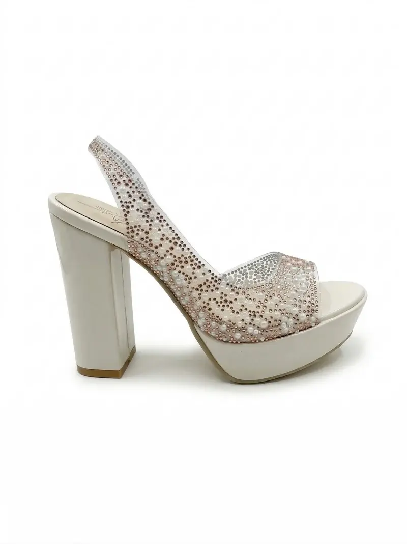 Embellished Evening Block Heel Sandal C-99