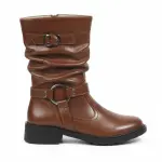 Ruched Boot with Metal Strap B-64