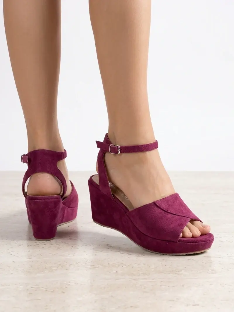 Sandal Wodge Heel With Belt Buckle-W-6