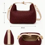 Woven Crossbody Bag - maroon