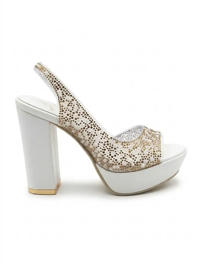 Embellished Evening Block Heel Sandal C-99