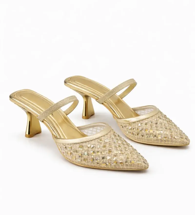Elegant Embellished Mesh Heels C-83
