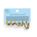 3-Pair Gold Hoop Earring Set Multi-Design EA-221
