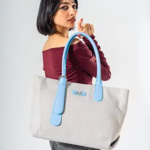 Tote Bag with Contrast Handle - BLUE