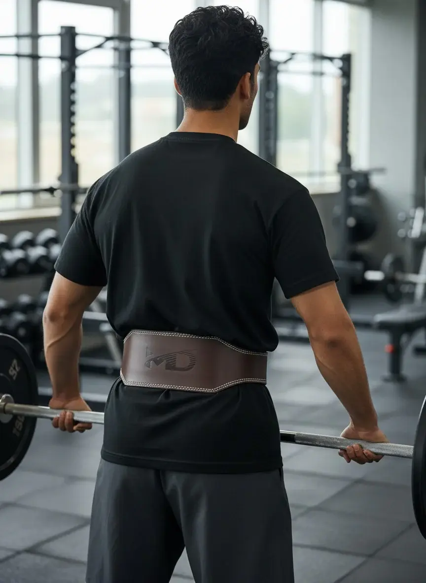 M D Stay Fit Leather weight lifting belt one